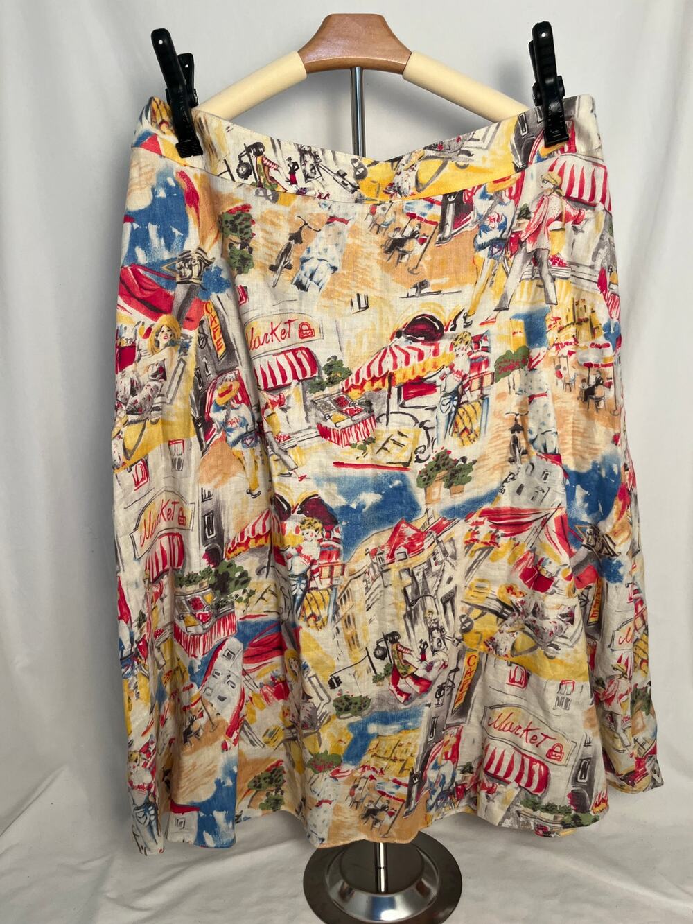 Liz Claiborne 100% Linen Paris Market Print Skirt Size 16